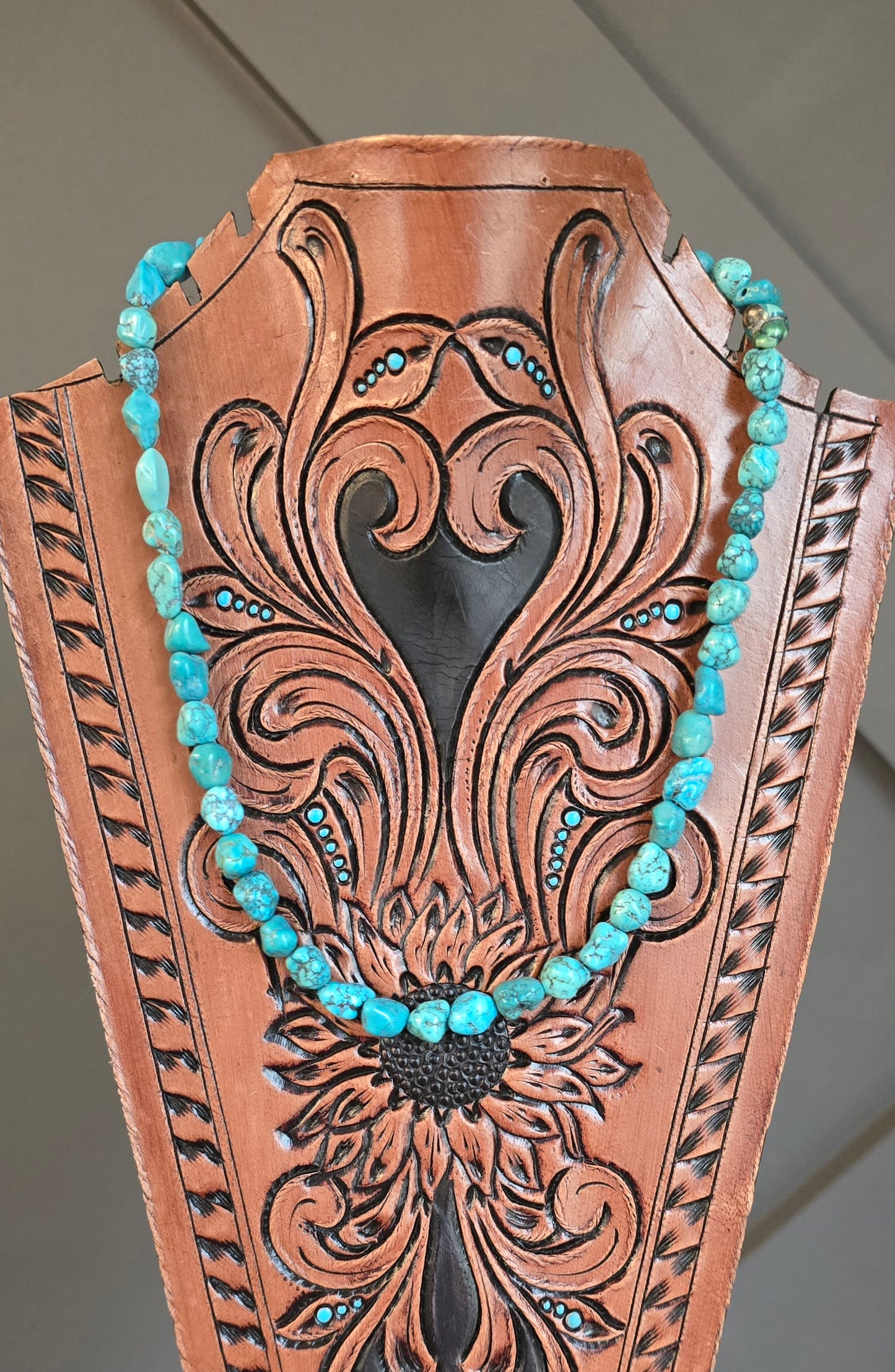 Genuine Turquoise & Sterling Necklace 17 inches