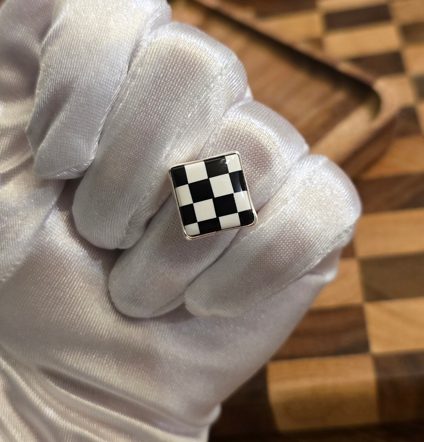 Black & White Checkered Ring Size 8.5