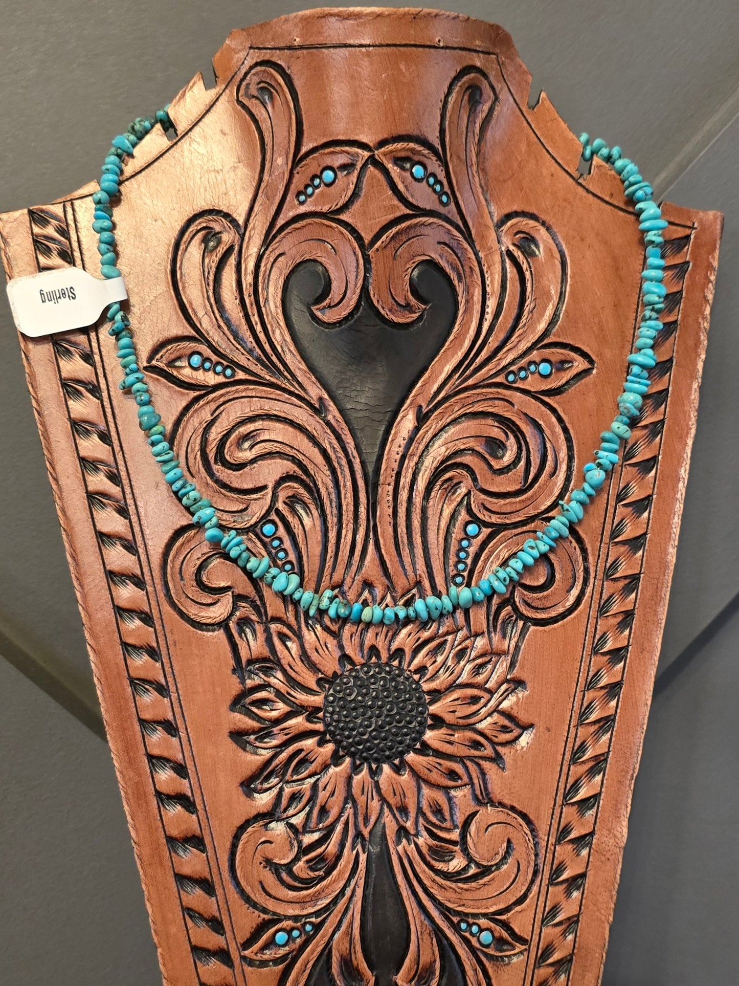 Turquoise and Sterling Necklace 16 inches