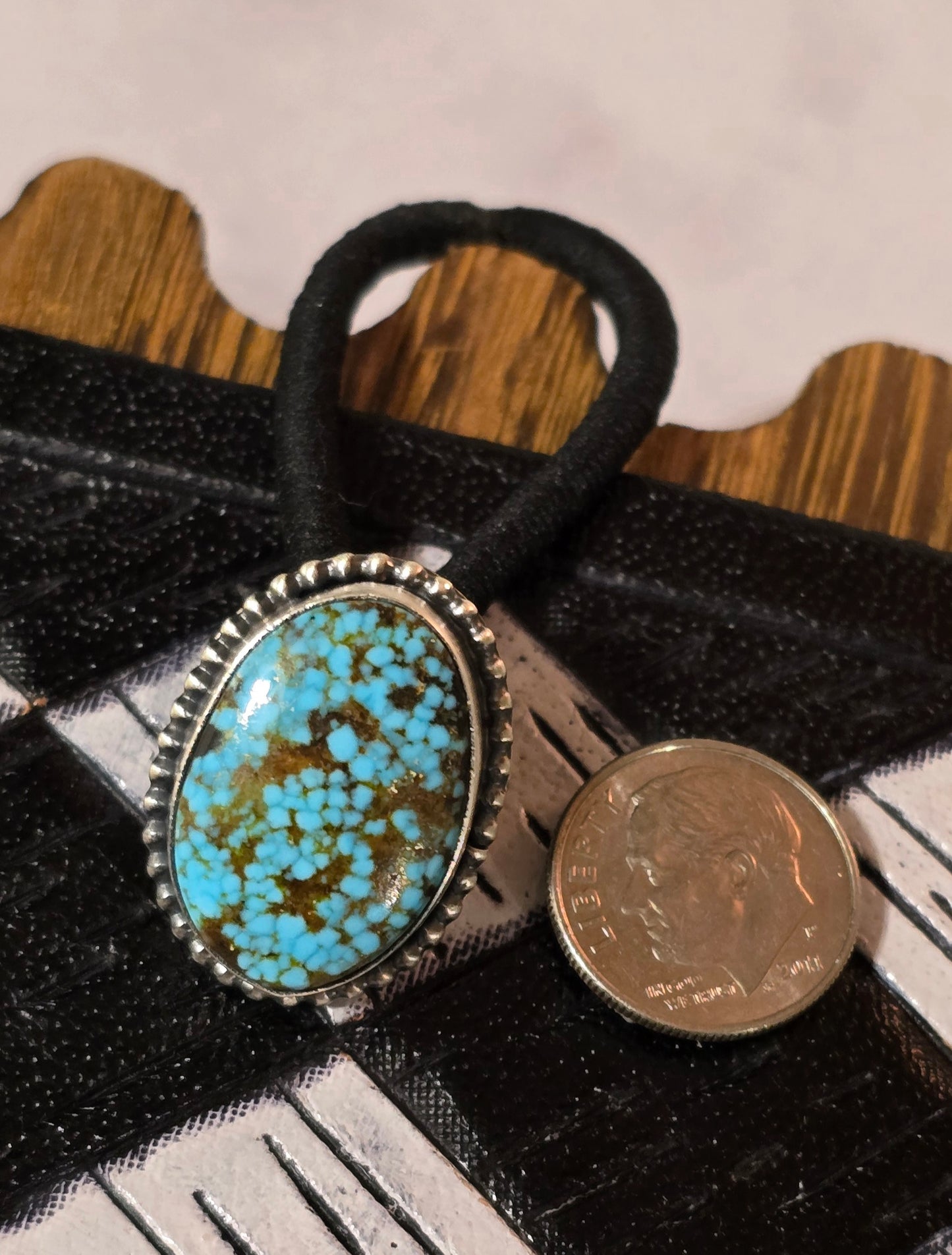 Kingman Turquoise and Sterling Hair Tie