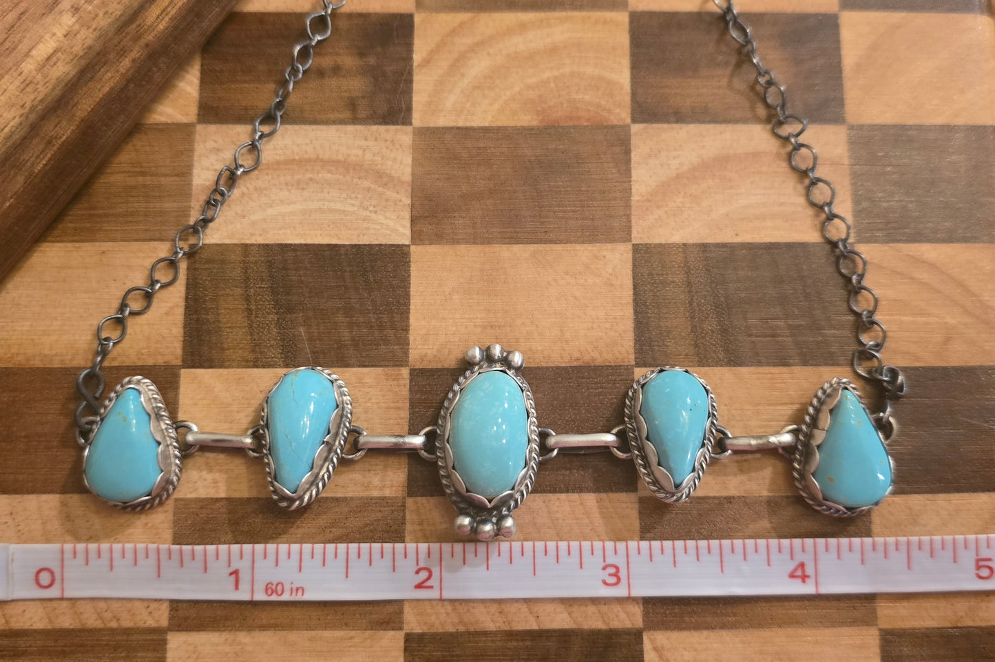 Blue Glacier Turquoise and Sterling Choker