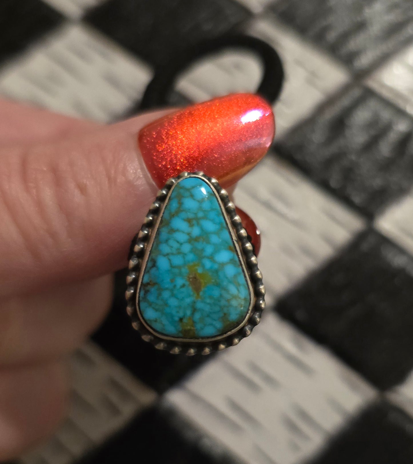 Kingman Turquoise and Sterling Hair Tie