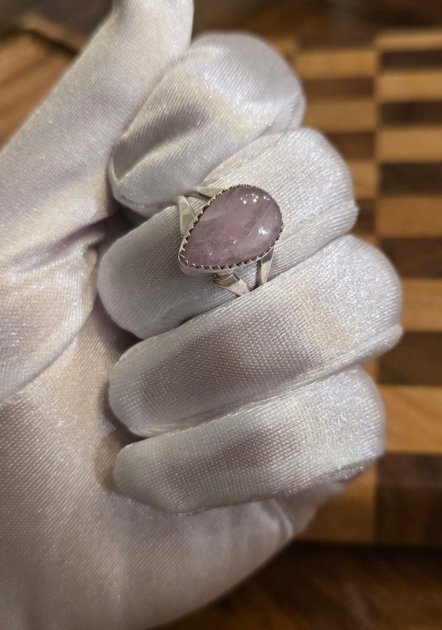 Kunzite and Sterling Ring Size 9
