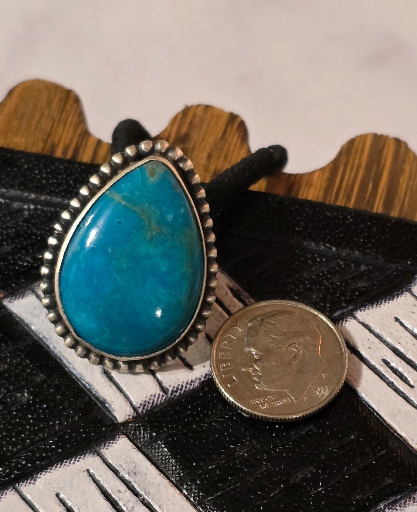 Kingman Turquoise and Sterling Hair Tie