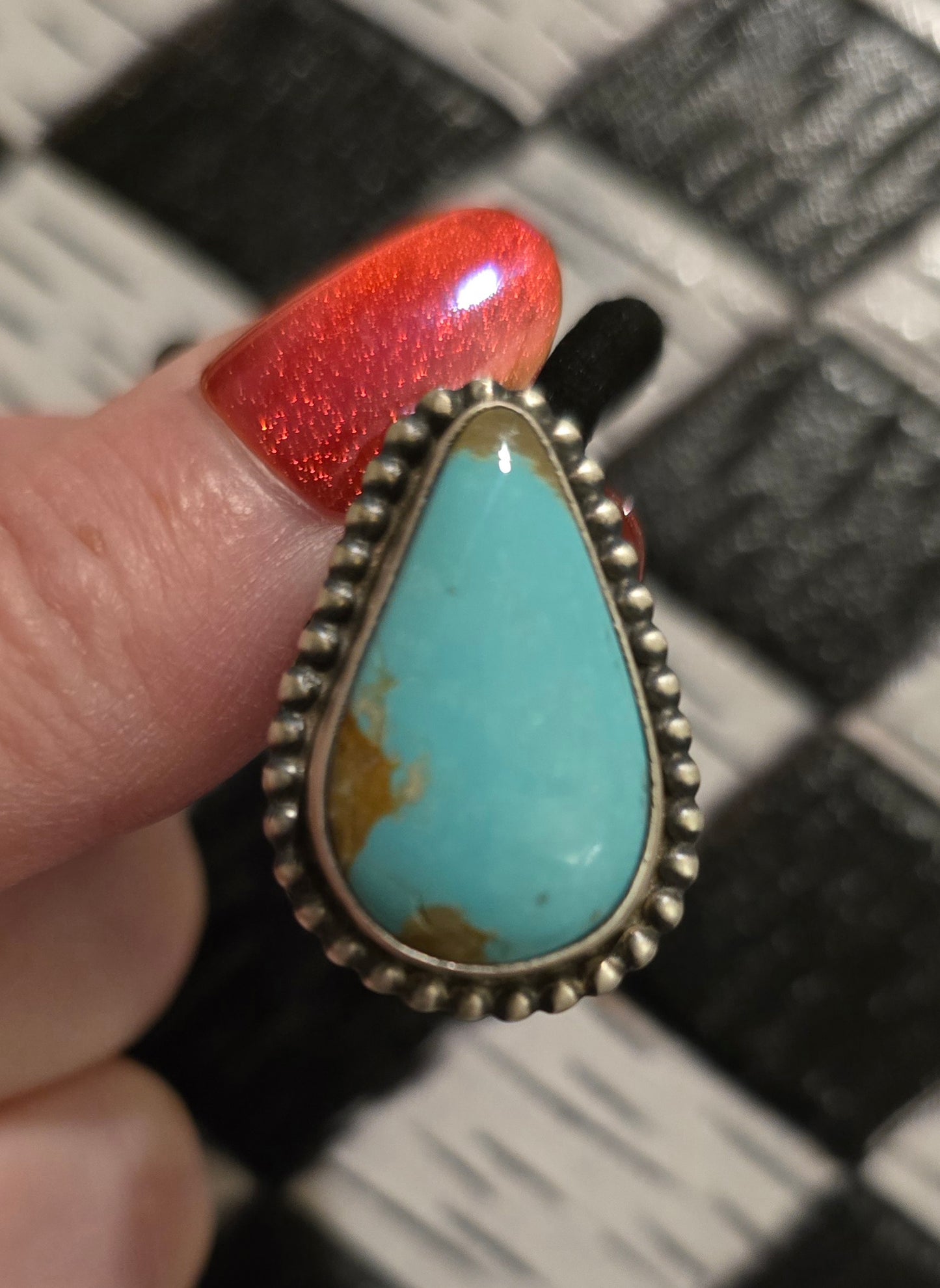 Kingman Turquoise and Sterling Hair Tie