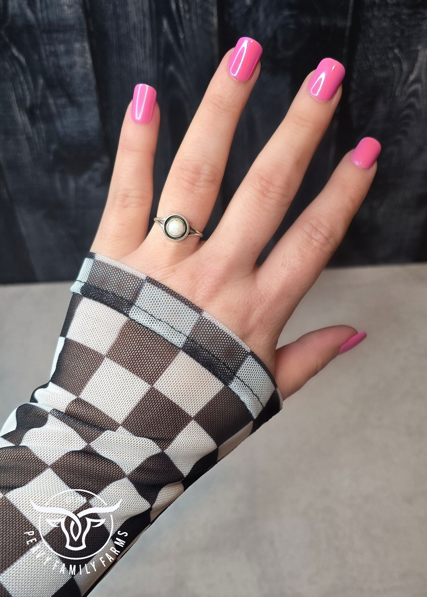 Man Made White Opal and Sterling Ring Size 7.25