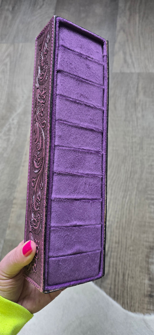 Purple Tooled Leather Ring Holder