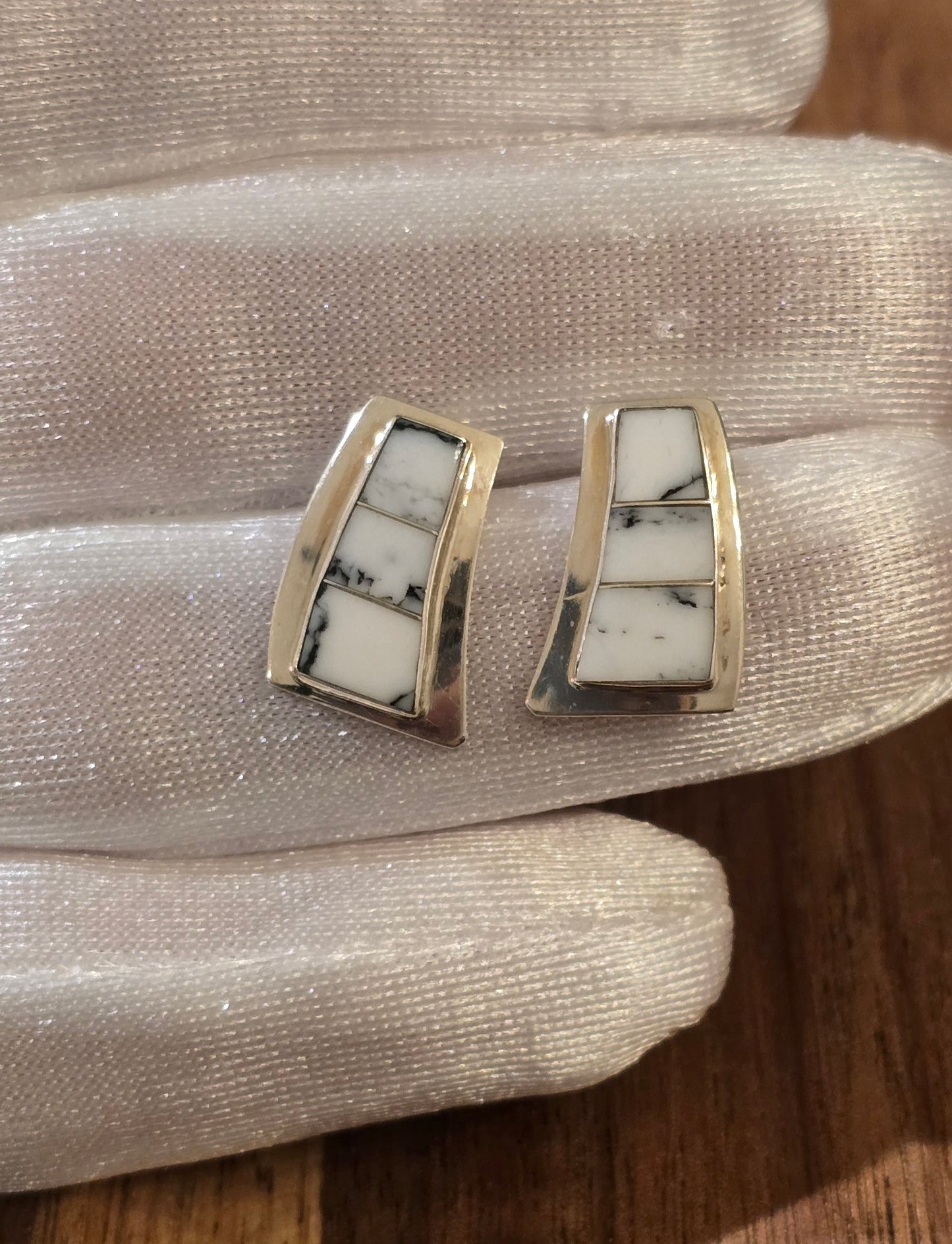 White Buffalo and Sterling Earrings