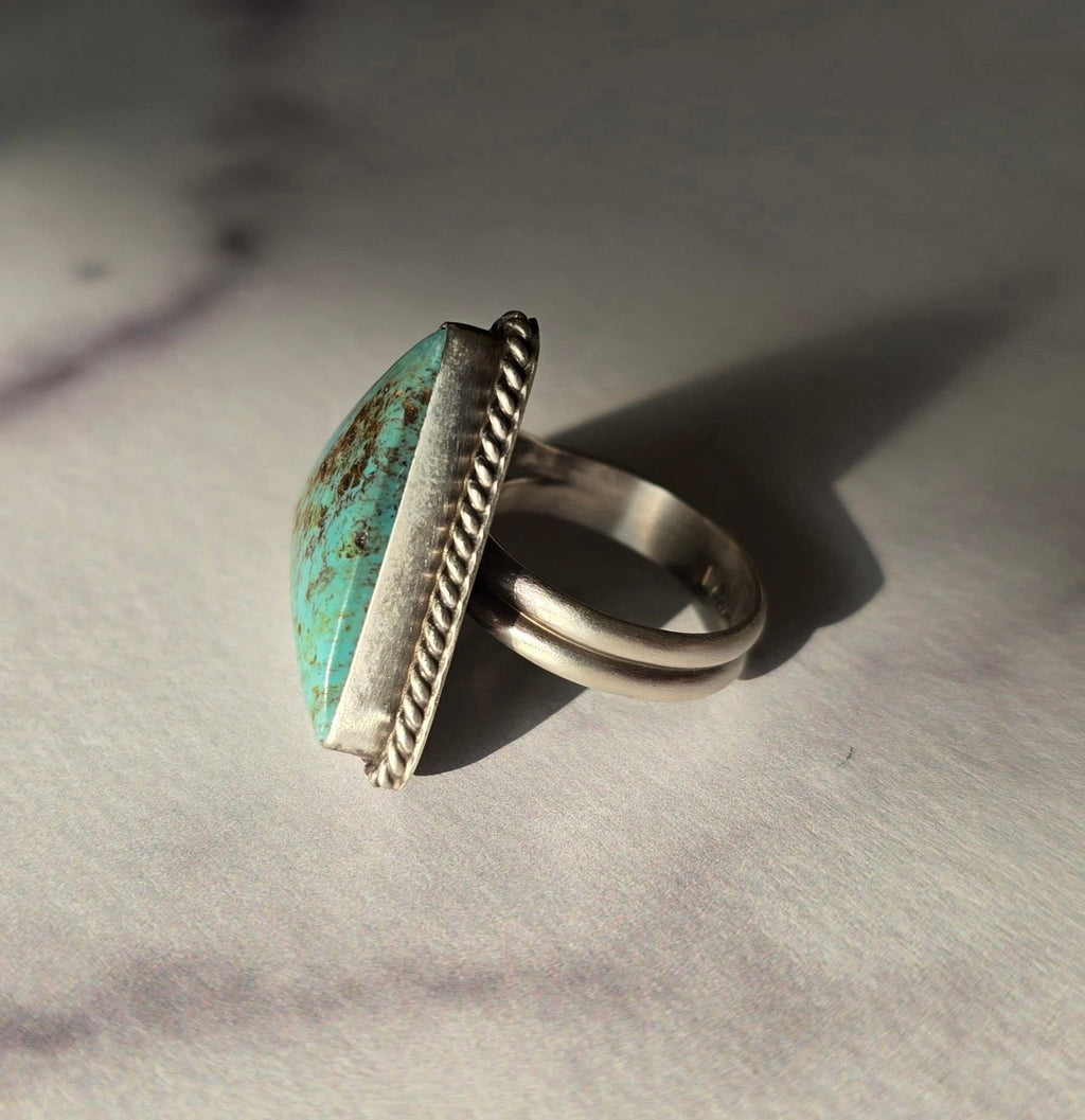 Kingman Turquoise and Sterling Adjustable Ring