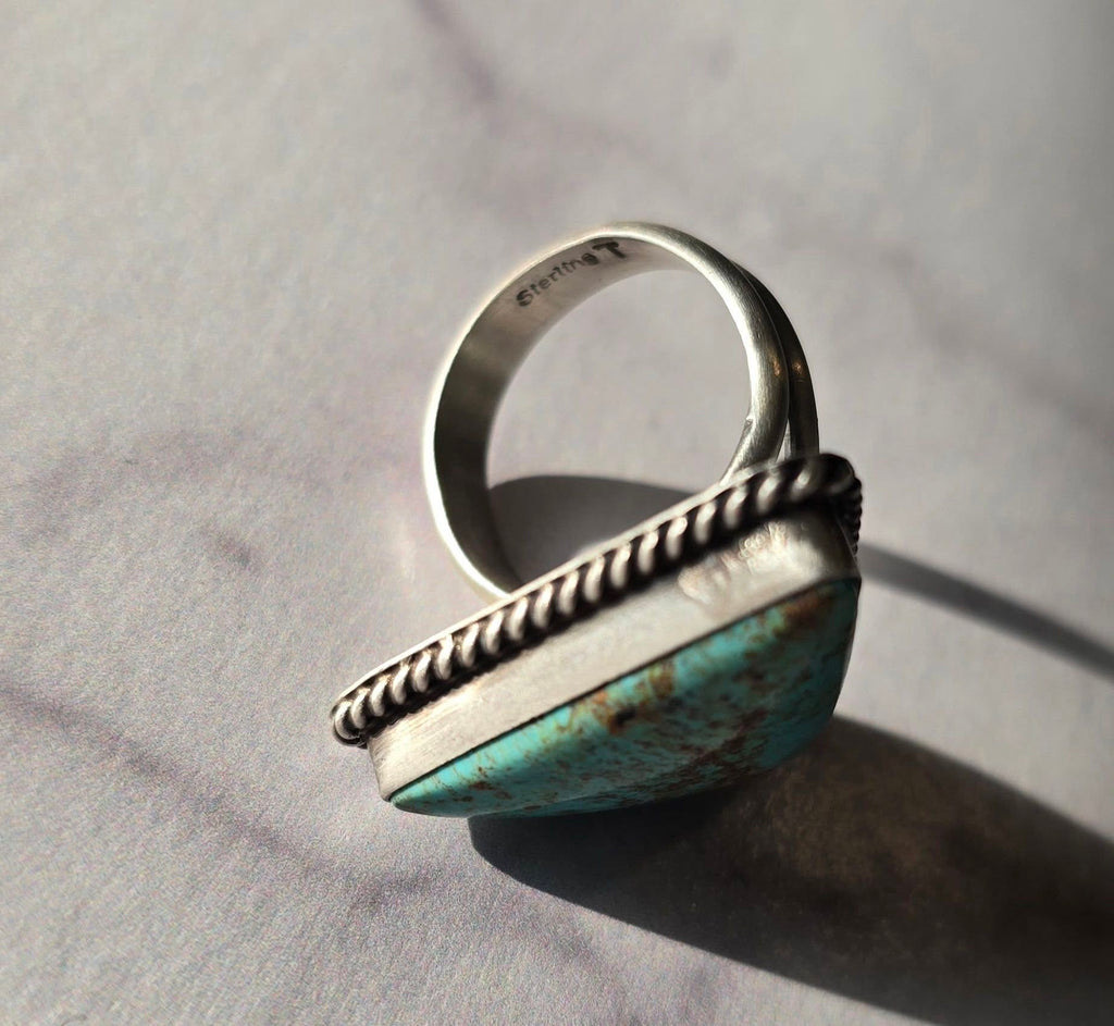 Kingman Turquoise and Sterling Adjustable Ring