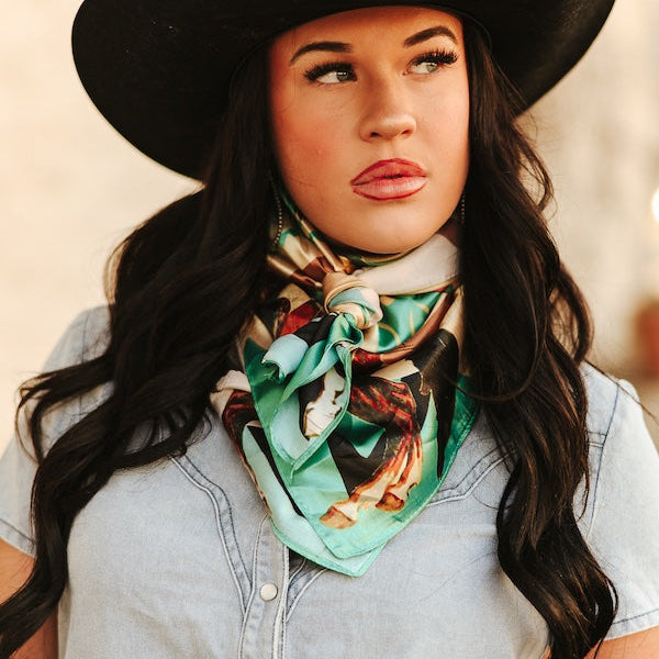 Retro Cowgirl Turquoise Wild Rag