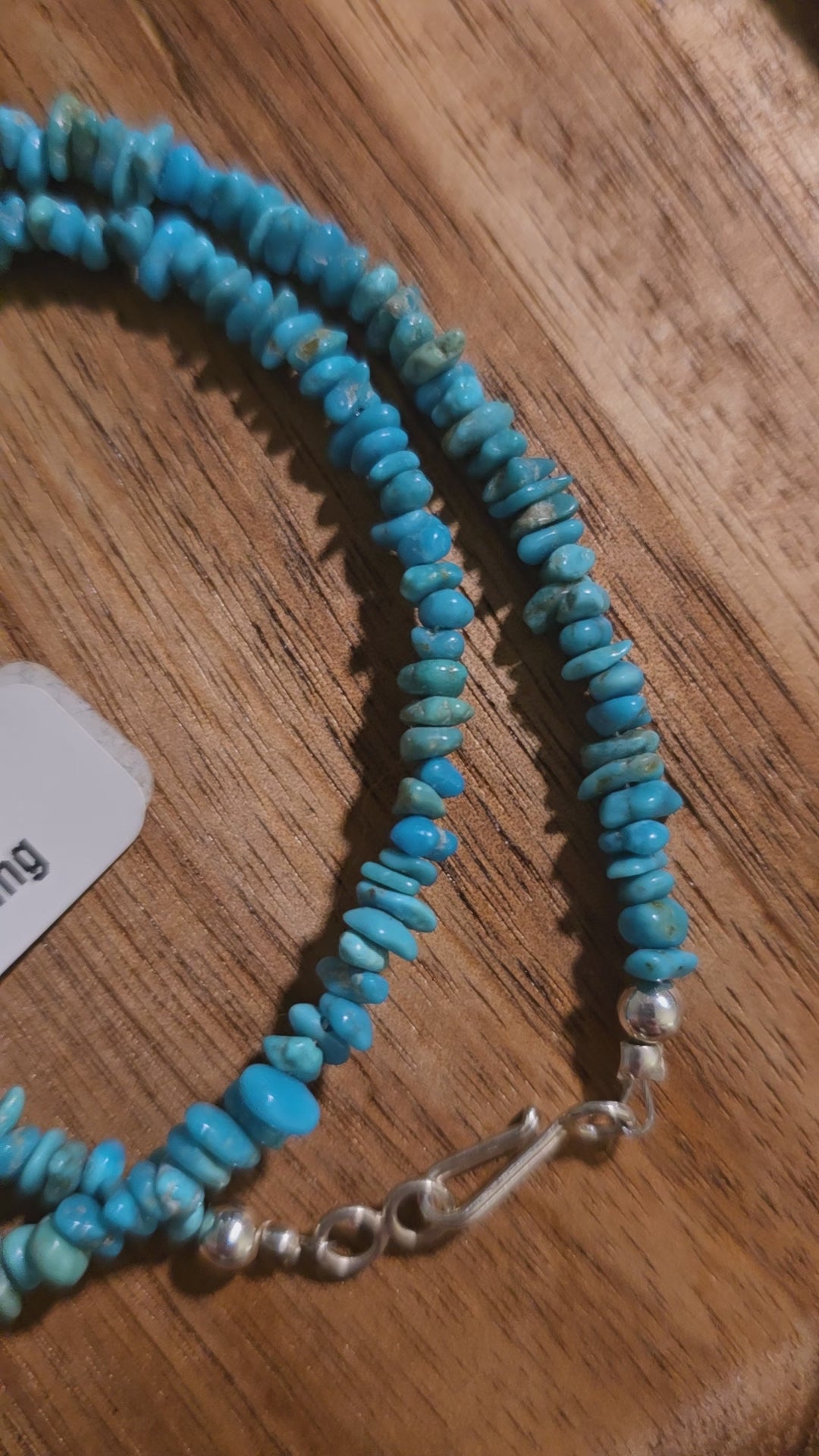 Turquoise and Sterling Necklace 16 inches