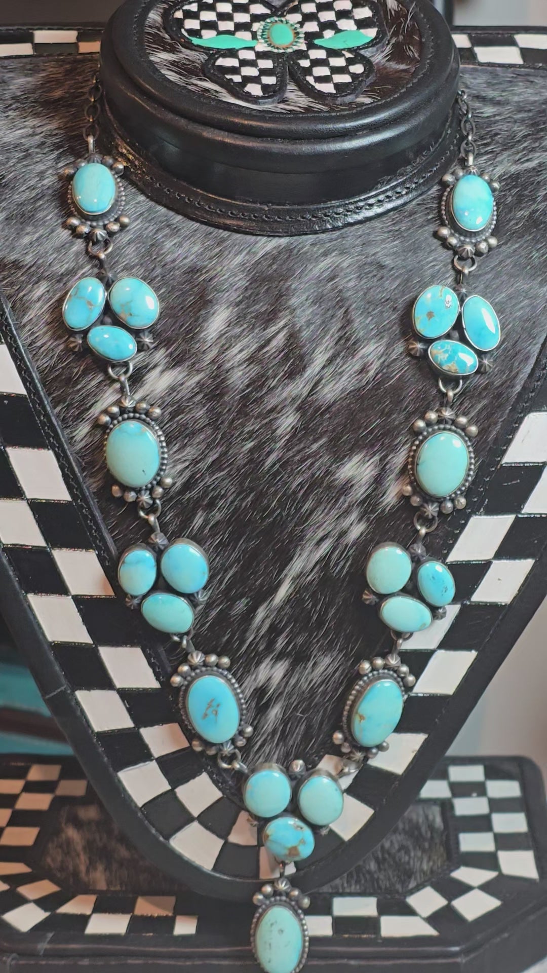 Native Made Royston Turquoise & Sterling Lariat Plus Earrings Set