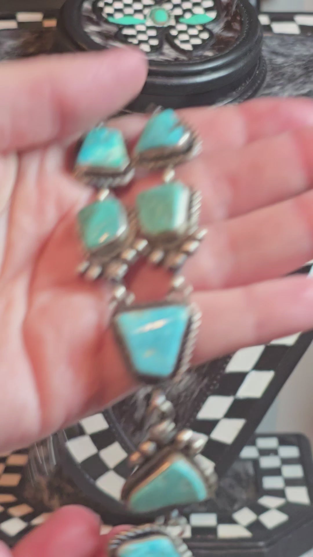 Native Made Kingman Turquoise & Sterling Lariat Plus Earrings Set