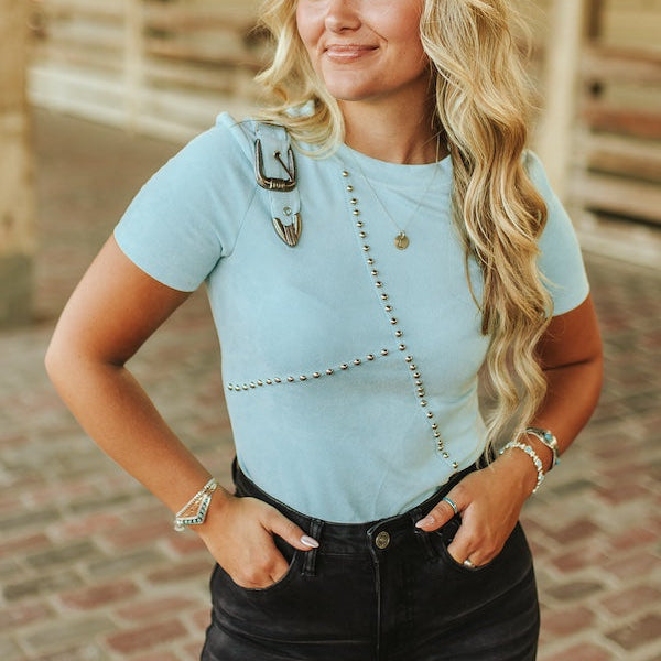 Turquoise Buckle Stretch Bodysuit