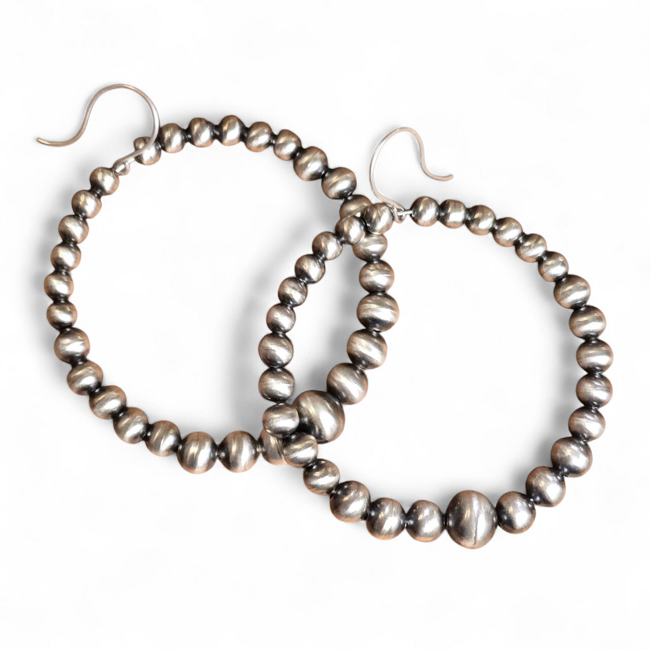 Amanda Larry Graduated Navajo Pearl Hoop Earrings