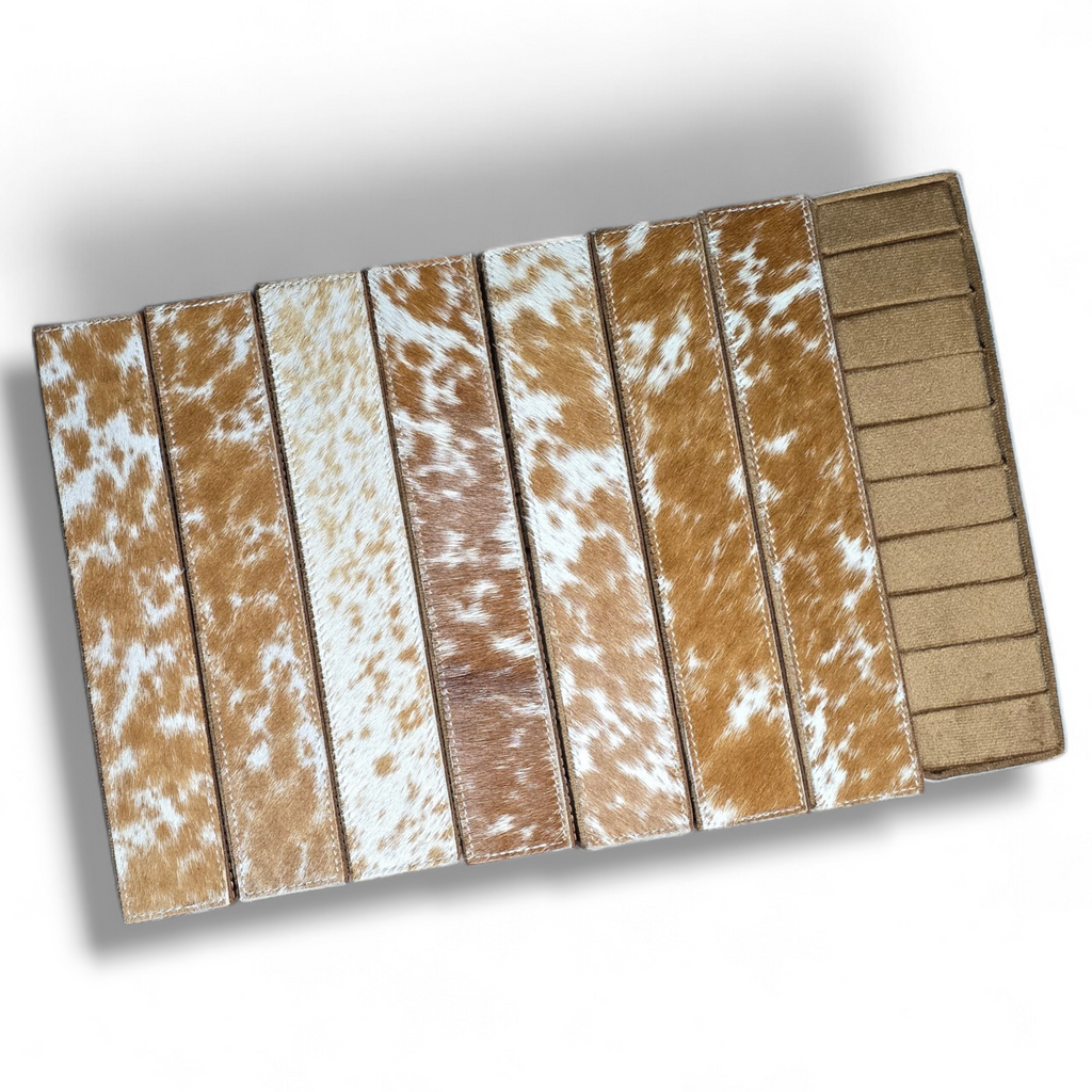 Brown & White Hide & Leather (Bottom) Ring Holder