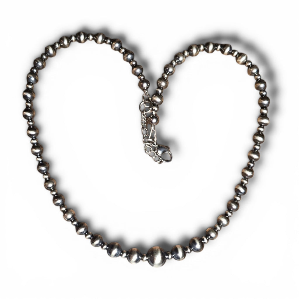 8mm, 6mm, 5mm & 3mm Sterling Pearl Necklace 14.5 - 16 inch