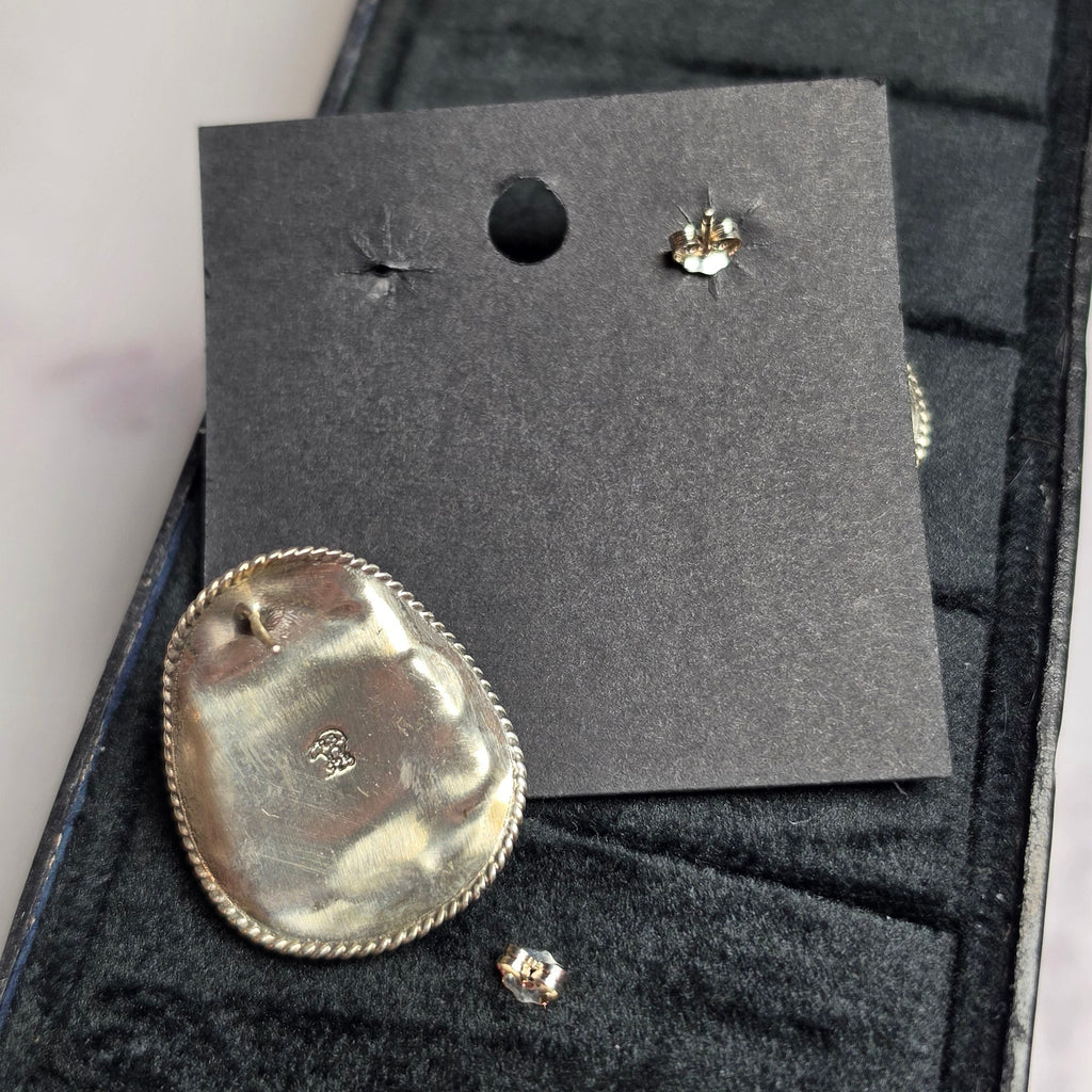 Native Made Kingman Turquoise & Sterling Cowboy Hat Earrings