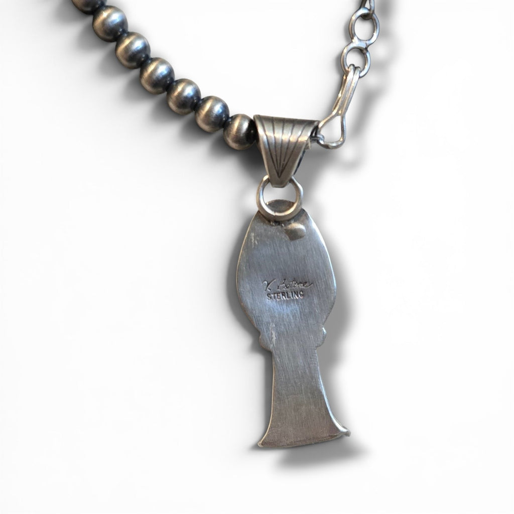 Native Made Sonoran Gold & Sterling Squash Pendant AND 5mm Sterling Pearl Necklace 16 inches