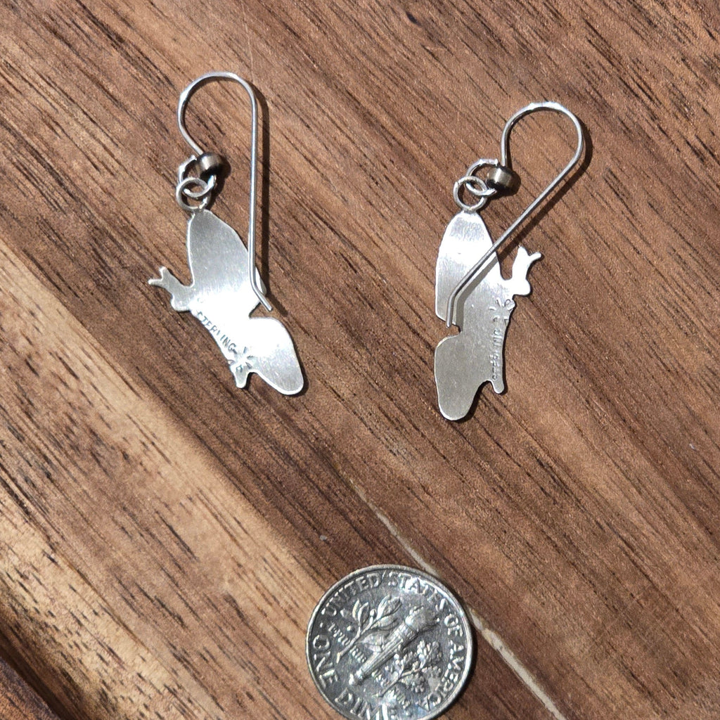 Sterling Butterfly & Sterling Pearl Dangle Earrings