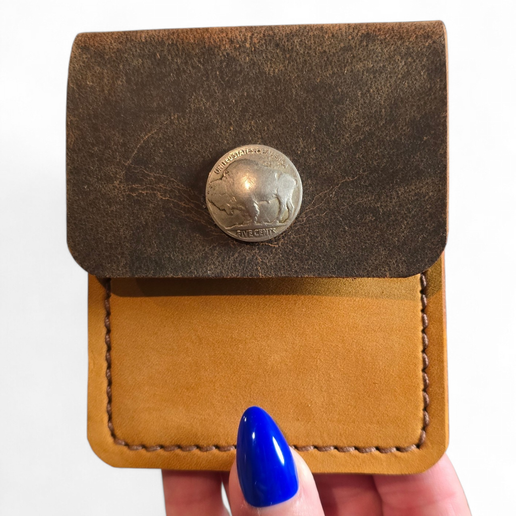 Genuine Leather & Genuine Head or Buffalo Nickel Credit/Money Wallet