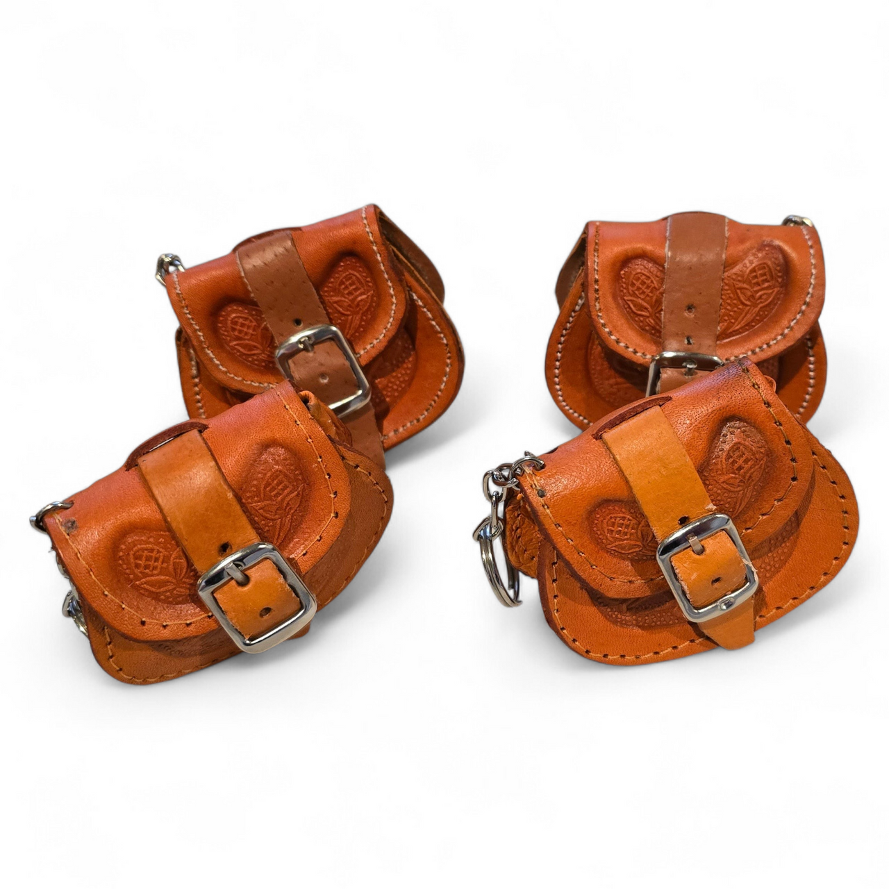 Mini Leather Saddle Bag Key Chain