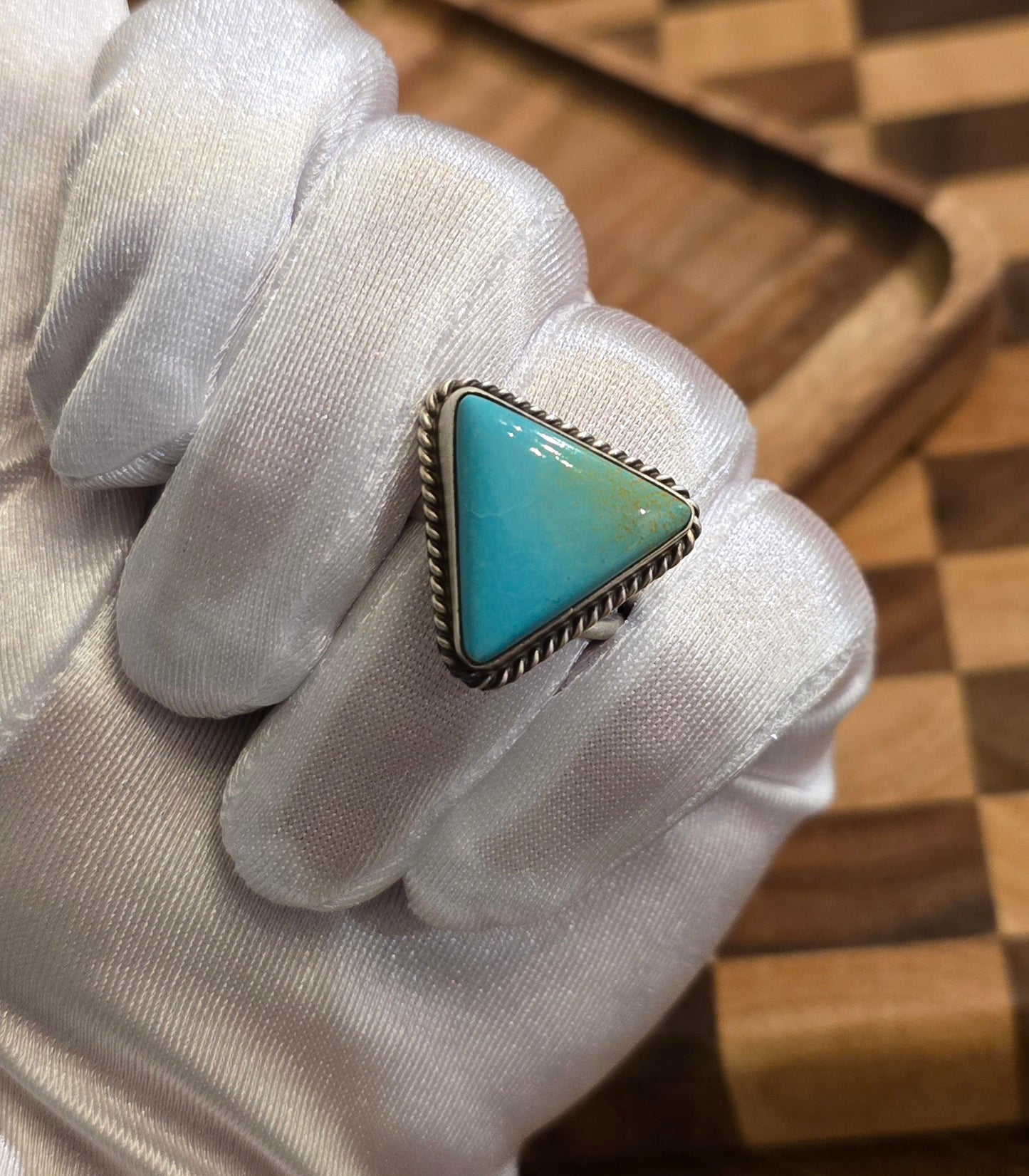 Kingman Turquoise and Sterling Adjustable Ring