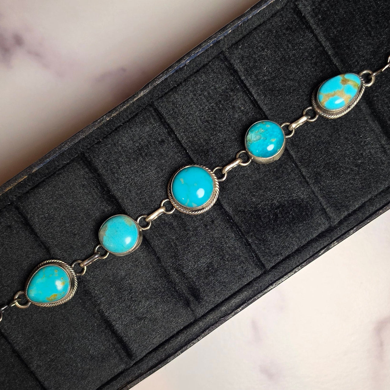 Native Made Mixed Turquoise & Sterling Choker 15 inches
