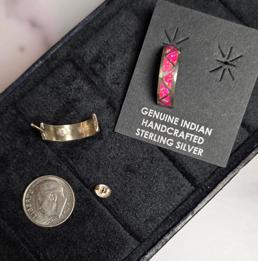 Zuni Hot Pink Opal Earrings
