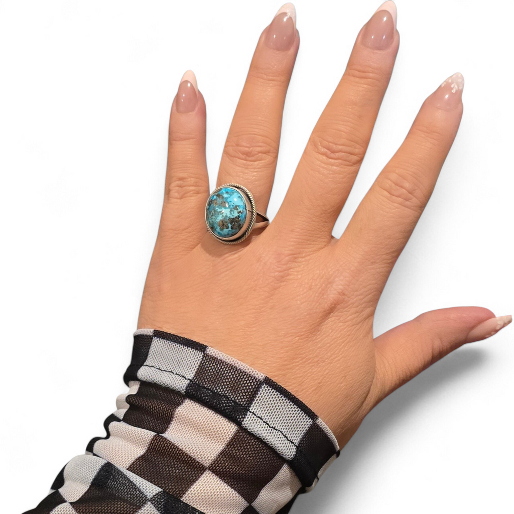 Scott Skeets Kingman Turquoise & Sterling Ring Size 7.25
