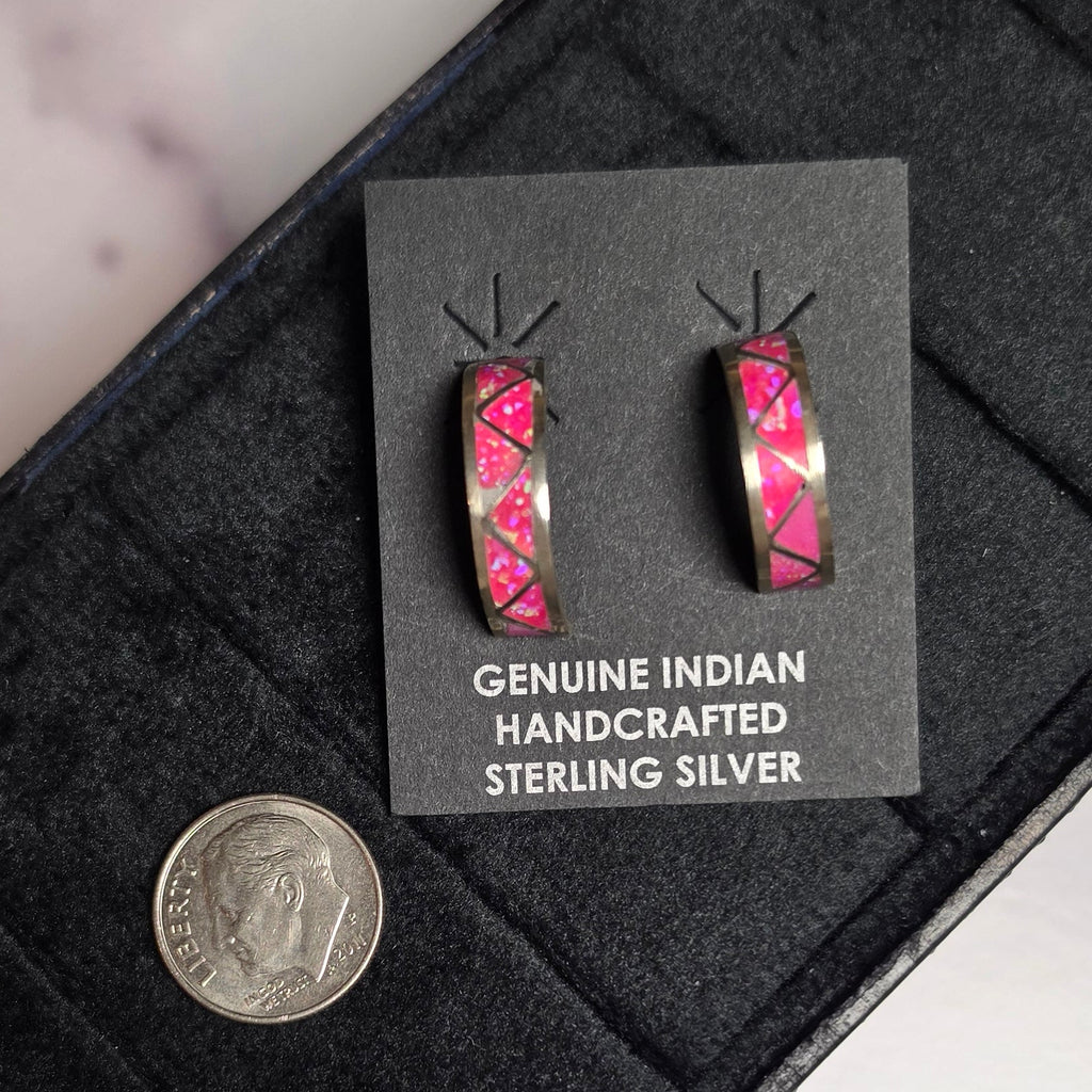 Zuni Hot Pink Opal Earrings