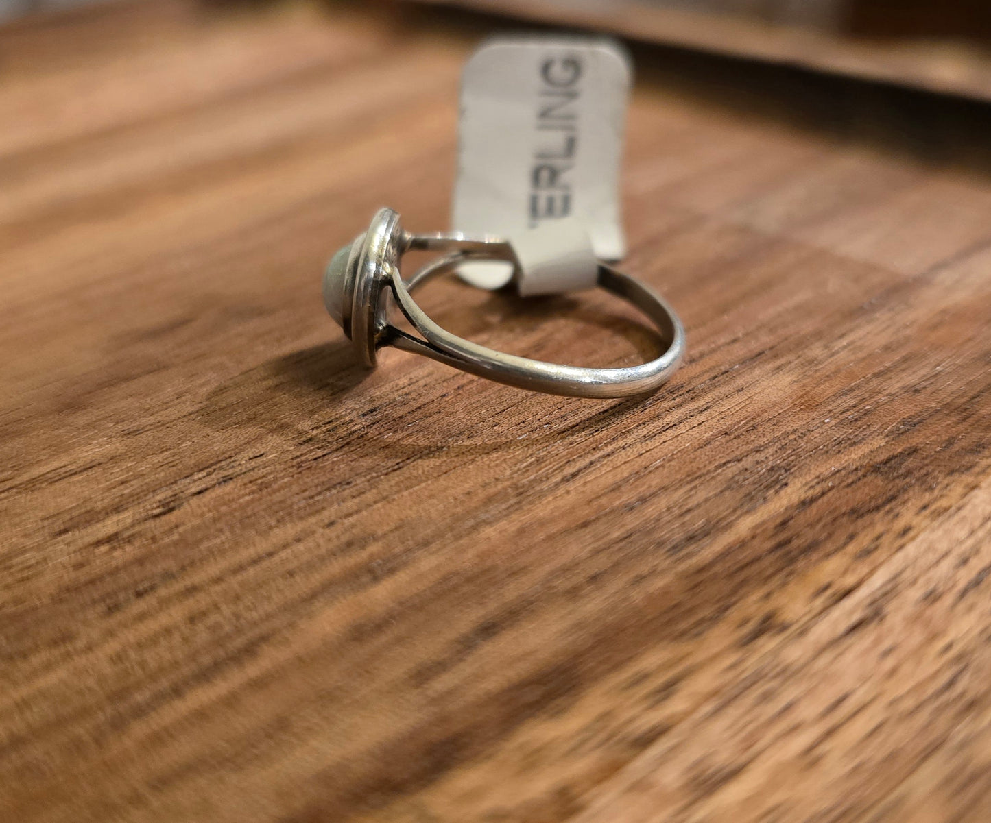 Man Made White Opal and Sterling Ring Size 7.25