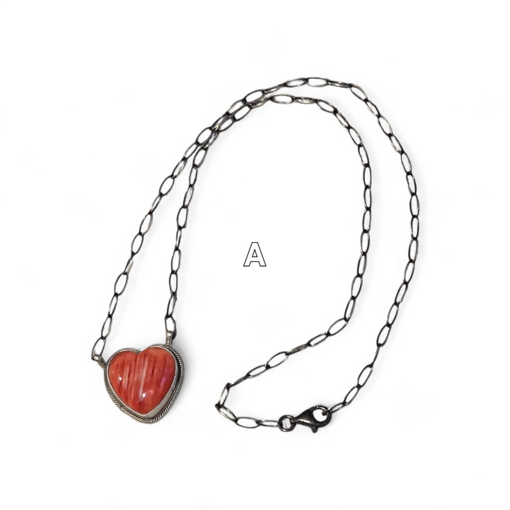 Antoinette Martinez Orange or Red Spiny & Sterling Necklaces