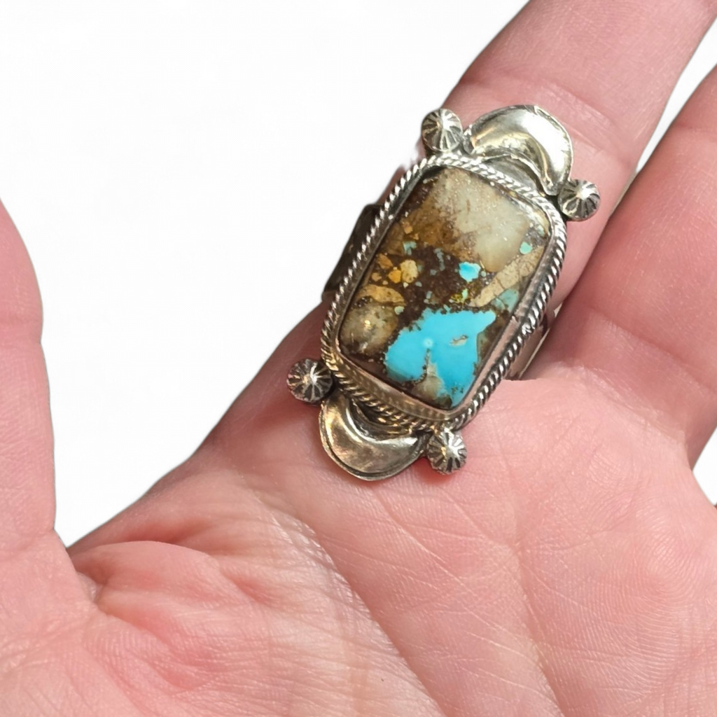 Tillie Jon Kingman Turquoise & Sterling Adjustable Ring