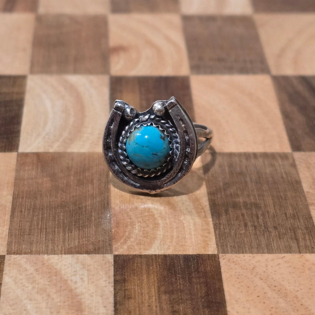 Turquoise & Sterling Horseshoe Ring Size 8 (wholesale cost)