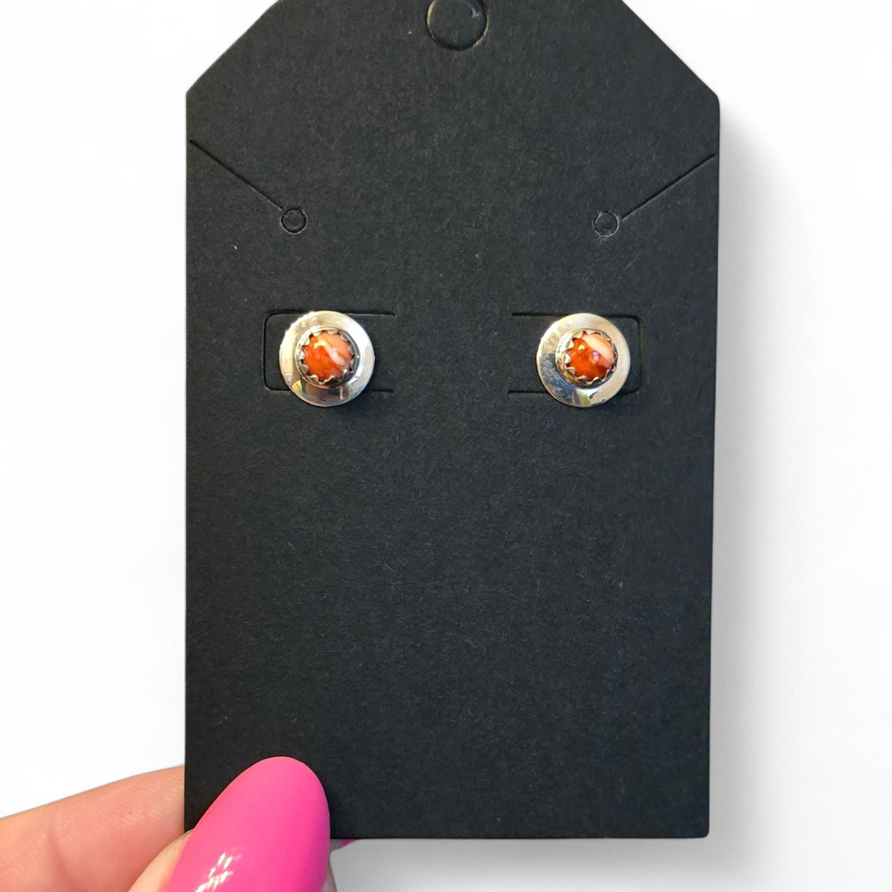 Orange Spiny & Sterling Earrings