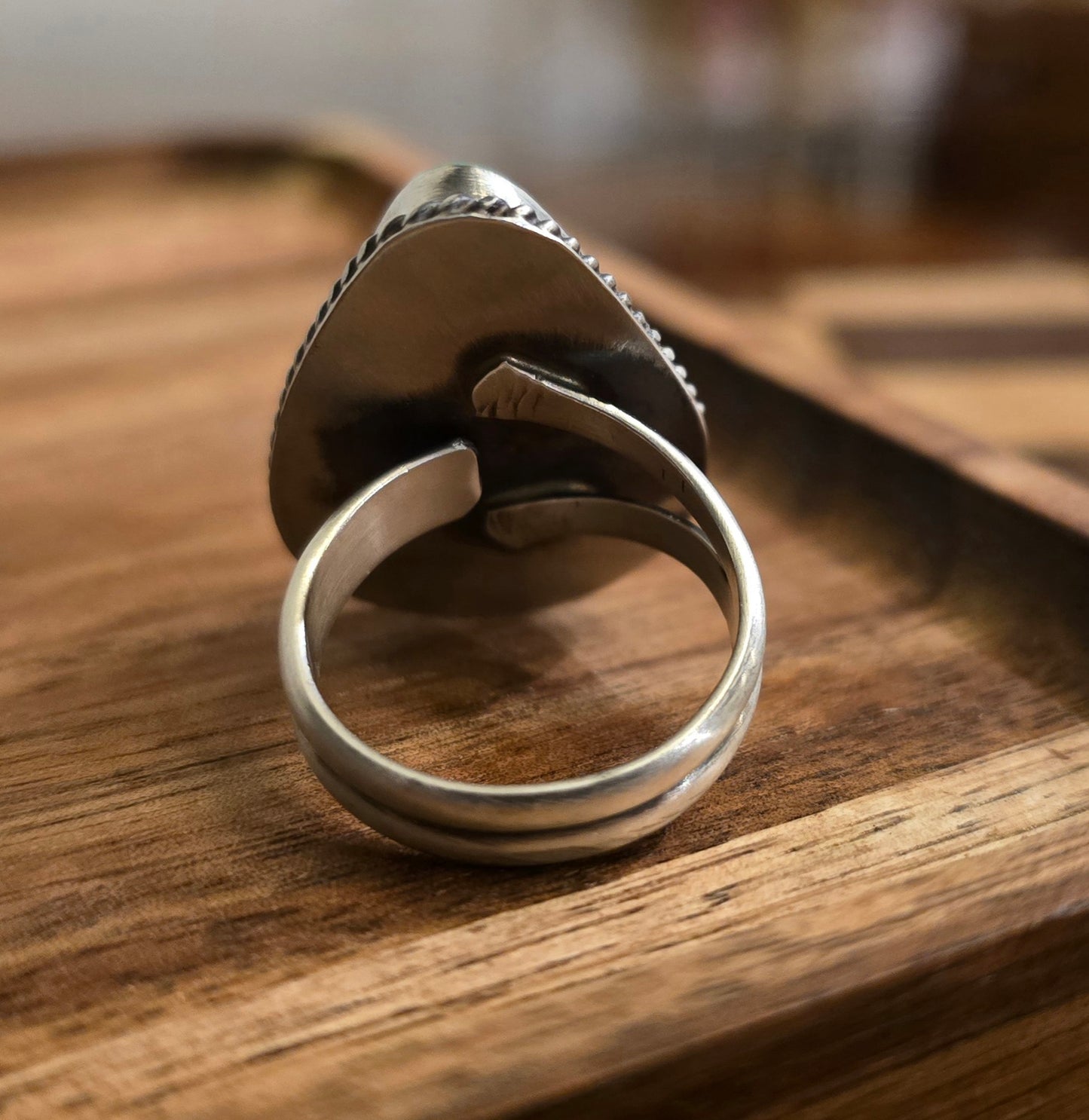 Kingman Turquoise and Sterling Adjustable Ring