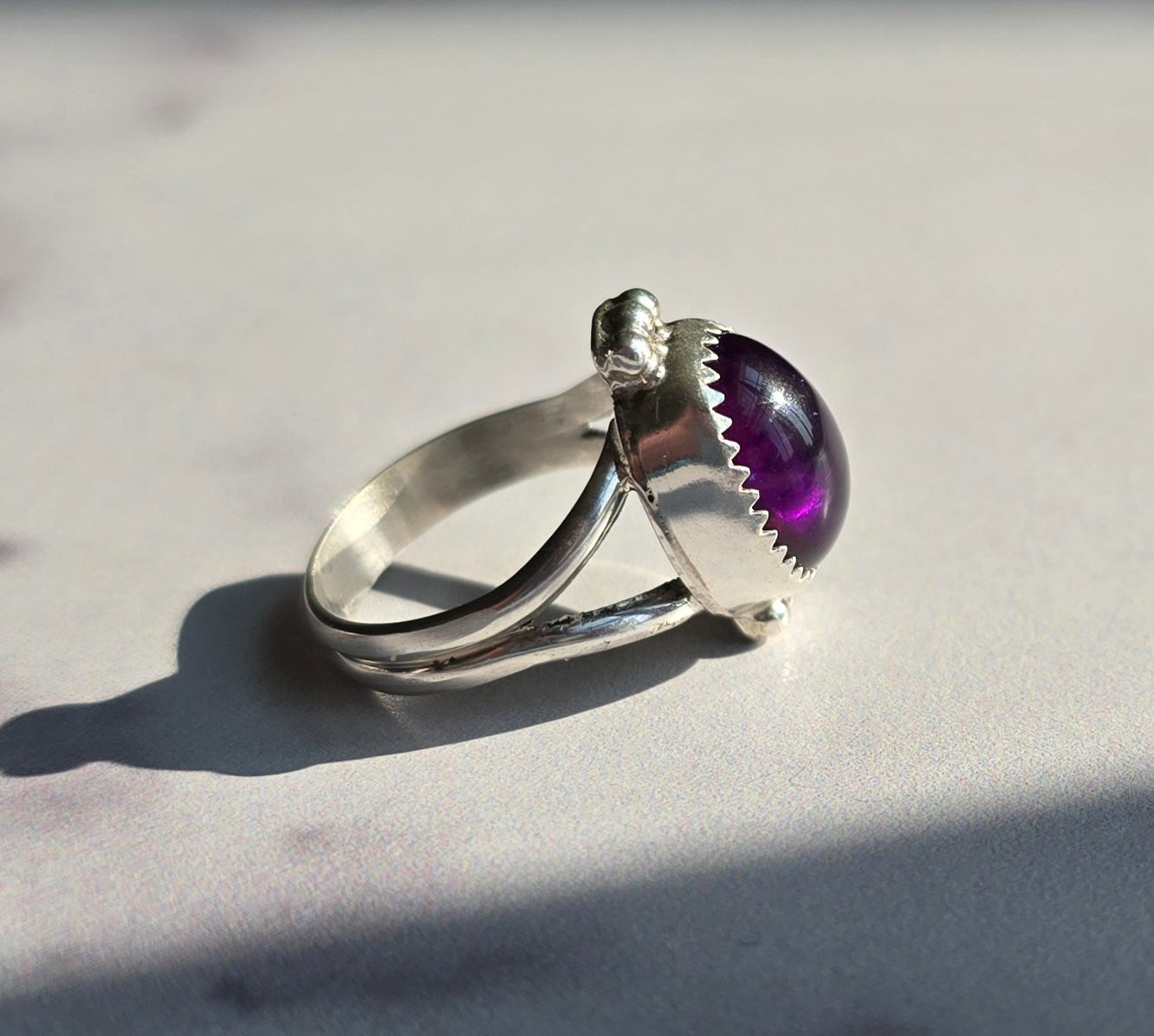 Amethyst and Sterling Ring Size 7