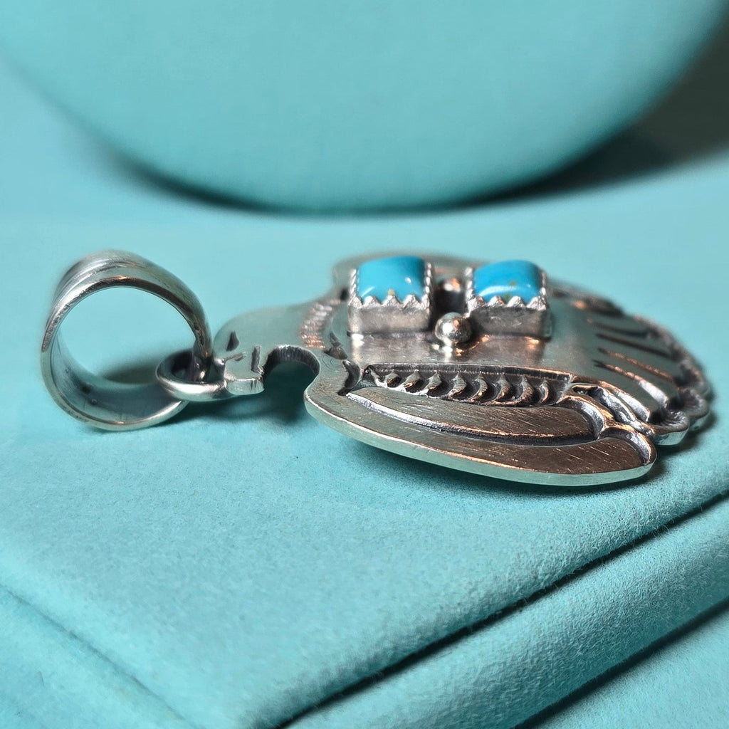 Robinson Martinez Sterling & Double Square Turquoise Pendant