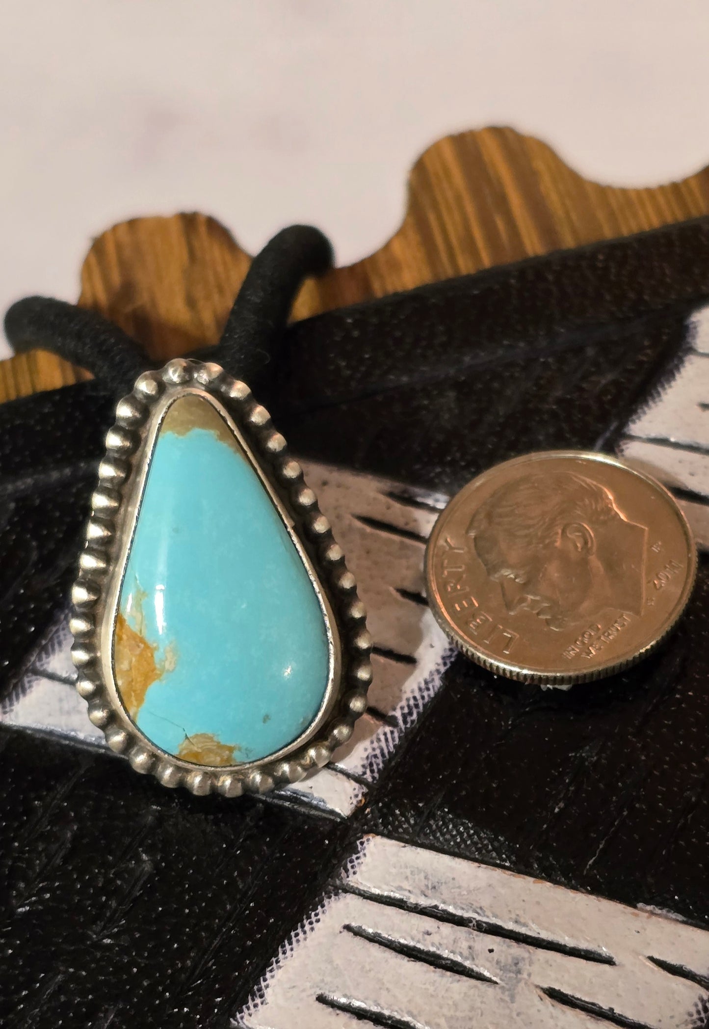 Kingman Turquoise and Sterling Hair Tie