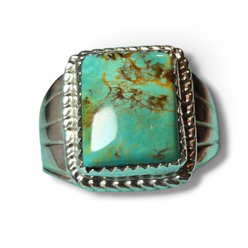 Native Made Kingman Turquoise and Sterling Ring Size 9.5