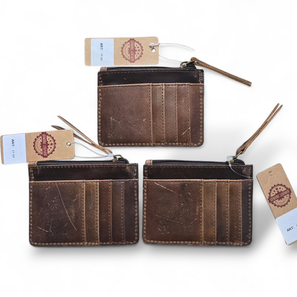 Hand Painted Black & White Longhorn Leather & Hide Credit Card Wallet