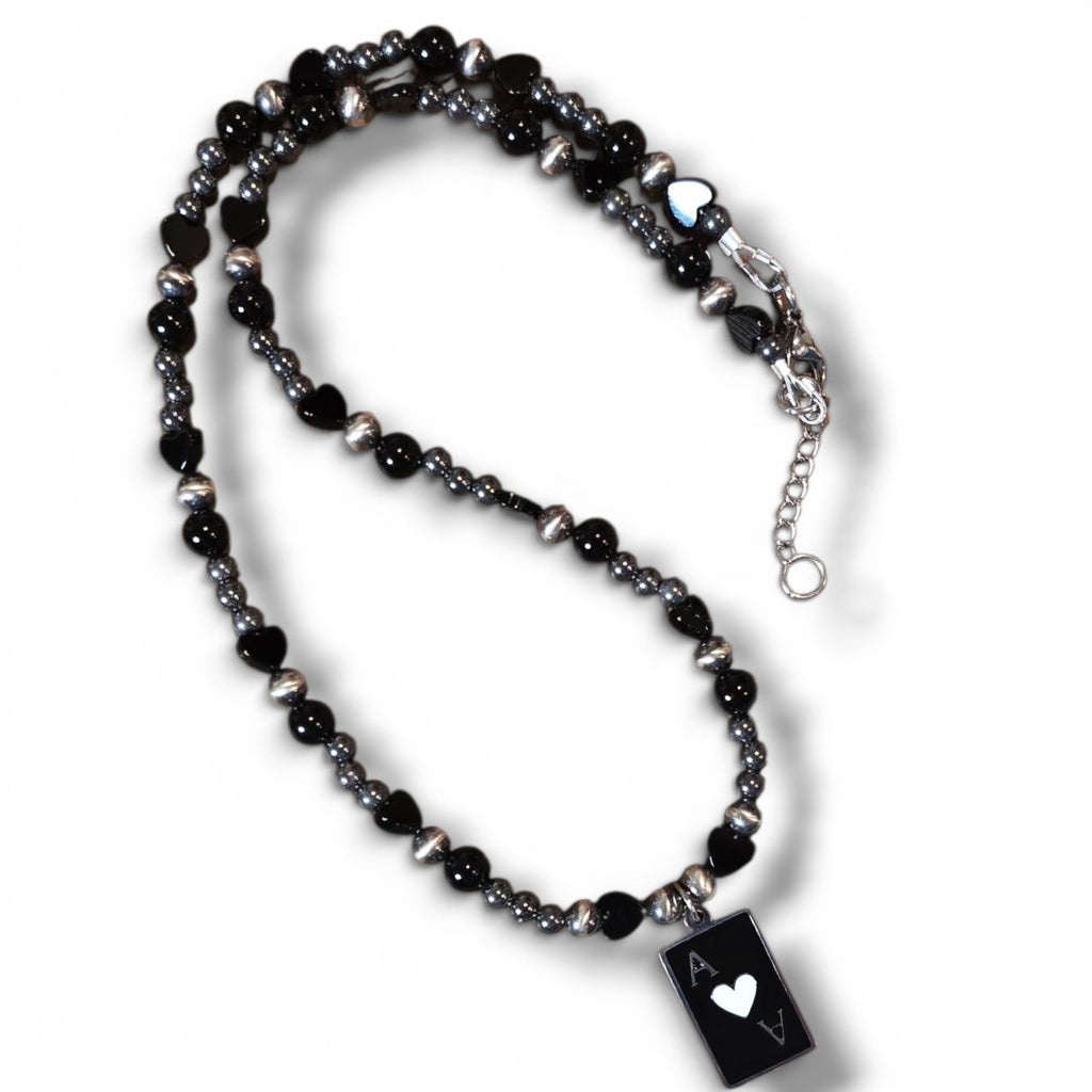 Black Ace Sterling Pearl Necklace 18 - 19 inches