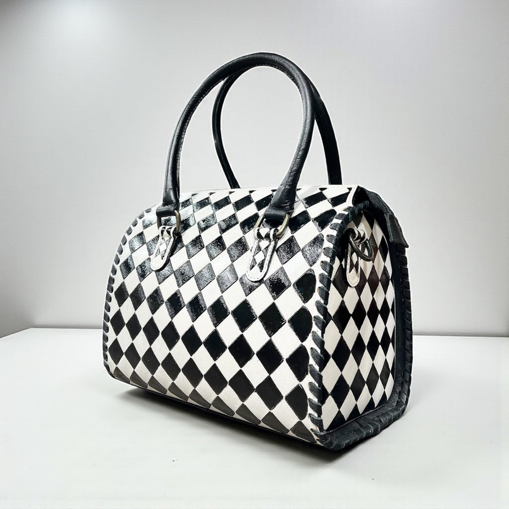 2 Ways To Wear Checkered Tooled Leather MINI Speedy Bag