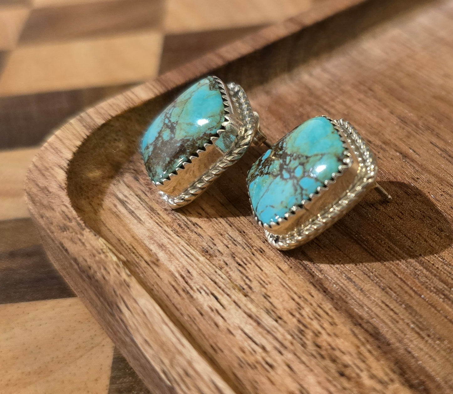 Kingman Turquoise and Sterling Earrings