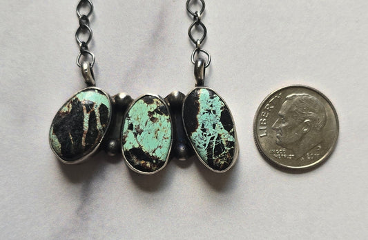 Native Made Black Jack and Sterling Necklace
