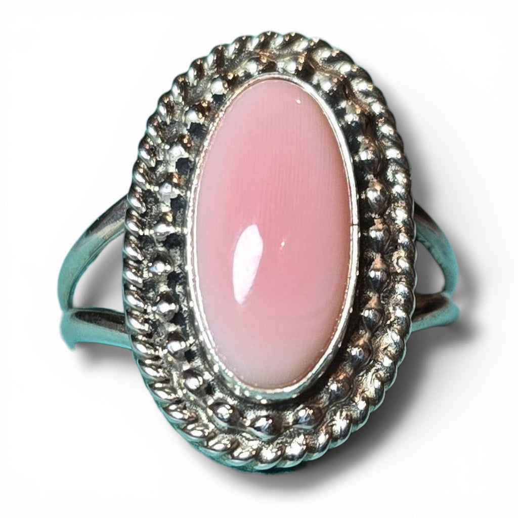 Native Made Pink Conch & Sterling Ring Sizes 6.5 & 7.5