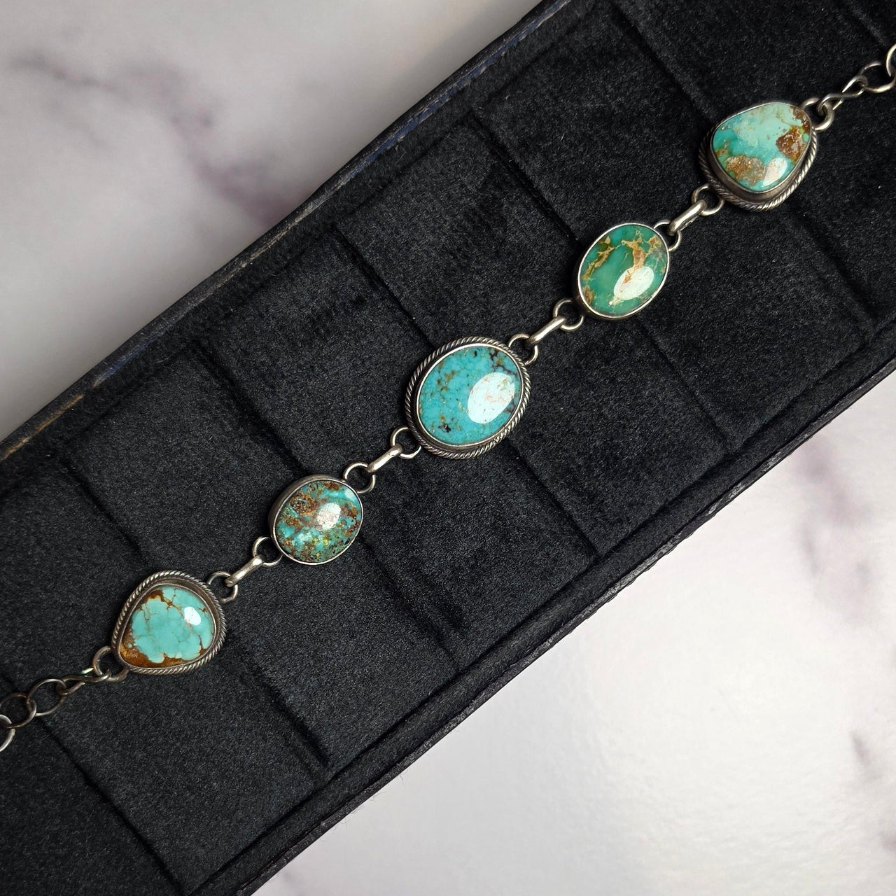 Native Made Mine #8 Turquoise & Sterling Choker 15 inches