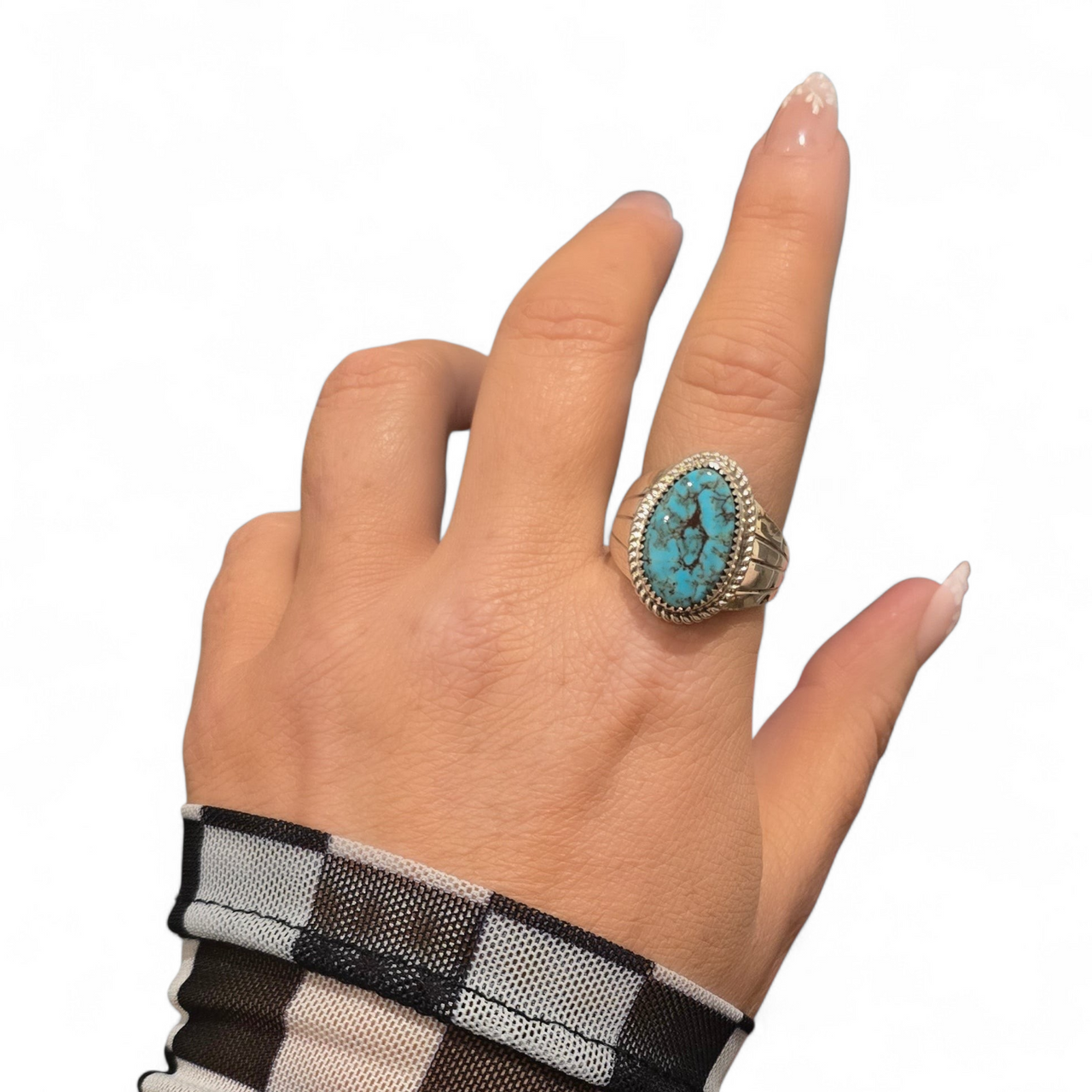 Herbert Tsosie Turquoise & Sterling Ring Size 10